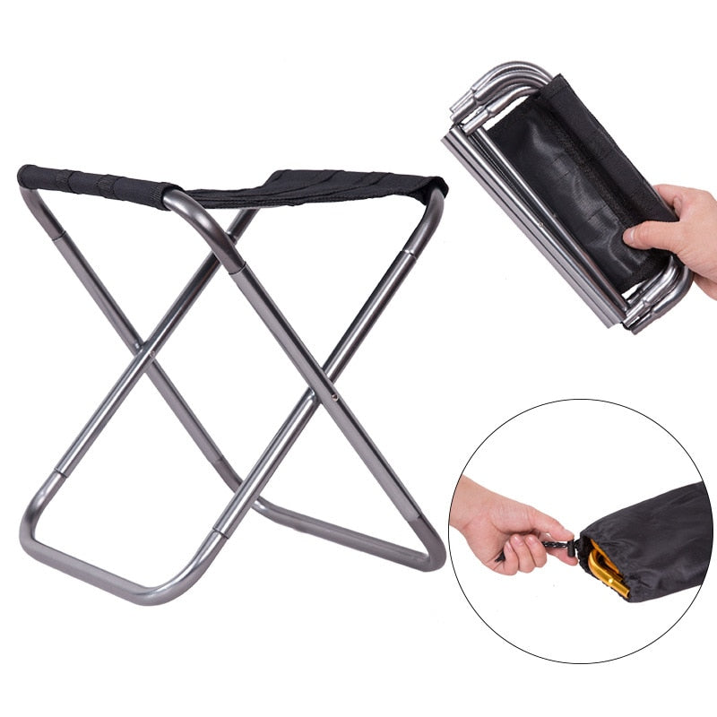 25*22.5*27cm Outdoor Aluminum Folding Stool Chair Small Fishing Stool Chair Portable Camping Outdoor Fishing Chair Fishing Tool