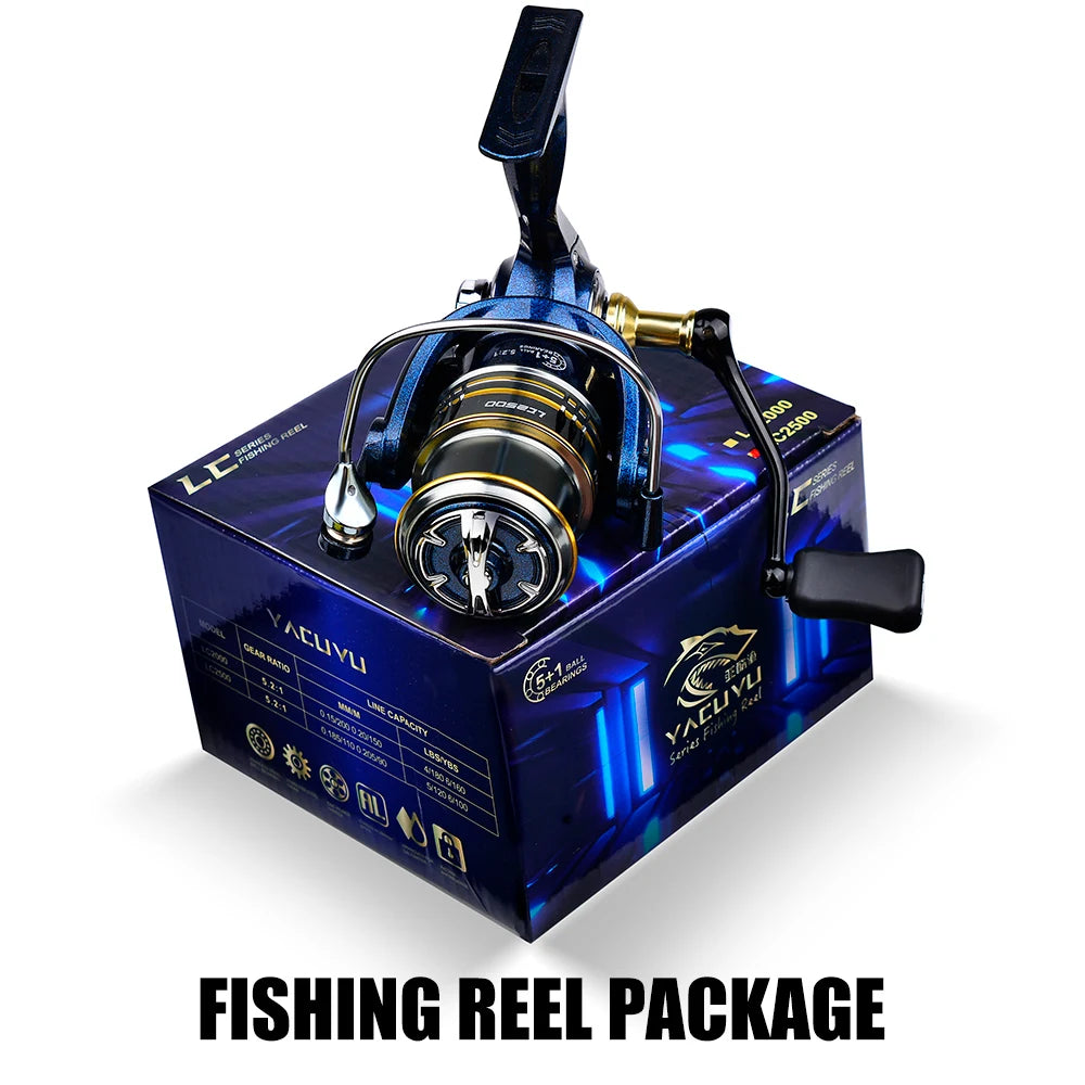 1pc metal spinning wheel speed ratio 5.2:1, far into Luya wheel can be sea fishing boat fishing outdoor fishing gear