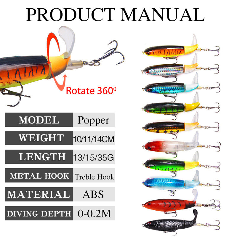 Luya Bait Propeller Tractor Bait 15g 11cm Floating Pencil Wave Climbing Bait Fishing Gear Products