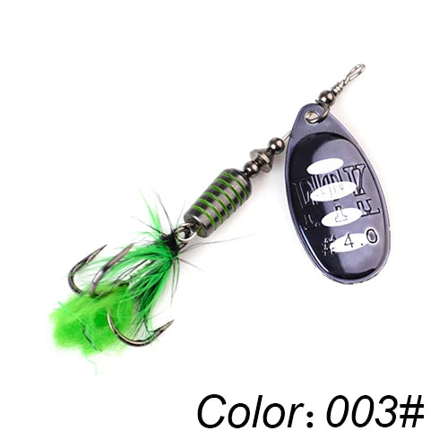 FTK 1pc Spinner Bait 7.5g 12g 17.5g Hard Spoon Bass Lures Metal Fishing Lure With Feather Treble Hooks For Pike Fishing