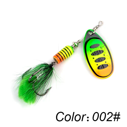 FTK 1pc Spinner Bait 7.5g 12g 17.5g Hard Spoon Bass Lures Metal Fishing Lure With Feather Treble Hooks For Pike Fishing